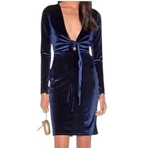 REVOLVE LPA velvet dress 18 night blue size S long sleeves party evening